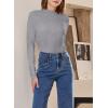 imageSidefeel Womens Long Sleeve Shirts Turtleneck Ribbed Top Ruffles Mock Neck Basic Layering TopsGray