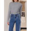 imageSidefeel Womens Long Sleeve Shirts Turtleneck Ribbed Top Ruffles Mock Neck Basic Layering TopsGray