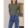 imageSidefeel Womens Long Sleeve Shirts Turtleneck Ribbed Top Ruffles Mock Neck Basic Layering TopsMoss Green