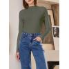 imageSidefeel Womens Long Sleeve Shirts Turtleneck Ribbed Top Ruffles Mock Neck Basic Layering TopsMoss Green