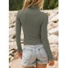 imageSidefeel Womens Long Sleeve Shirts Turtleneck Ribbed Top Ruffles Mock Neck Basic Layering TopsMoss Green