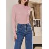 imageSidefeel Womens Long Sleeve Shirts Turtleneck Ribbed Top Ruffles Mock Neck Basic Layering TopsPink