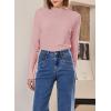 imageSidefeel Womens Long Sleeve Shirts Turtleneck Ribbed Top Ruffles Mock Neck Basic Layering TopsPink