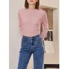 imageSidefeel Womens Long Sleeve Shirts Turtleneck Ribbed Top Ruffles Mock Neck Basic Layering TopsPink