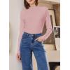 imageSidefeel Womens Long Sleeve Shirts Turtleneck Ribbed Top Ruffles Mock Neck Basic Layering TopsPink