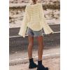 imageSidefeel Womens Sweaters Lightweight Casual Long Sleeve Loose Crochet Hollow Out Knit Pullover Tops ClothingApricot