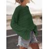 imageSidefeel Womens Sweaters Lightweight Casual Long Sleeve Loose Crochet Hollow Out Knit Pullover Tops ClothingDark Green