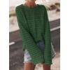 imageSidefeel Womens Sweaters Lightweight Casual Long Sleeve Loose Crochet Hollow Out Knit Pullover Tops ClothingDark Green