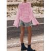 imageSidefeel Womens Sweaters Lightweight Casual Long Sleeve Loose Crochet Hollow Out Knit Pullover Tops ClothingPink
