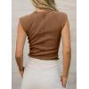imageSidefeel Womens Tops Casual Crewneck Cap Sleeve Tops Ribbed Raw Hem Summer T Shirts Slim Fit Basic Tees BlousesBrown