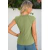 imageSidefeel Womens Tops Casual Crewneck Cap Sleeve Tops Ribbed Raw Hem Summer T Shirts Slim Fit Basic Tees BlousesGreen