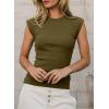 imageSidefeel Womens Tops Casual Crewneck Cap Sleeve Tops Ribbed Raw Hem Summer T Shirts Slim Fit Basic Tees BlousesMoss Green