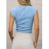 imageSidefeel Womens Tops Casual Crewneck Cap Sleeve Tops Ribbed Raw Hem Summer T Shirts Slim Fit Basic Tees BlousesSky Blue