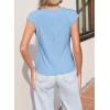 imageSidefeel Womens Tops Casual Crewneck Cap Sleeve Tops Ribbed Raw Hem Summer T Shirts Slim Fit Basic Tees BlousesSky Blue