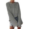 imageSidefeel Womens Sweaters Lightweight Casual Long Sleeve Loose Crochet Hollow Out Knit Pullover Tops ClothingGray