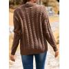 imageSidefeel Womens 2024 Fall Long Sleeve Open Front Cardigan Sweaters Button Down Cable Knit Chunky Sweaters OutwearBrown