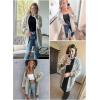 imageSidefeel Womens 2025 Fall Outfits Long Sleeve Open Front Cardigan Sweaters Oversized Checkered Chunky Knit Sweaters CoatApricot