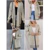 imageSidefeel Womens 2025 Fall Outfits Long Sleeve Open Front Cardigan Sweaters Oversized Checkered Chunky Knit Sweaters CoatApricot