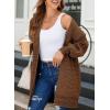 imageSidefeel Womens 2025 Fall Outfits Long Sleeve Open Front Cardigan Sweaters Oversized Checkered Chunky Knit Sweaters CoatBrown