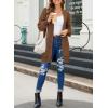 imageSidefeel Womens 2025 Fall Outfits Long Sleeve Open Front Cardigan Sweaters Oversized Checkered Chunky Knit Sweaters CoatBrown