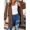 imageSidefeel Womens 2025 Fall Outfits Long Sleeve Open Front Cardigan Sweaters Oversized Checkered Chunky Knit Sweaters CoatBrown