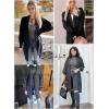 imageSidefeel Womens 2025 Fall Outfits Long Sleeve Open Front Cardigan Sweaters Oversized Checkered Chunky Knit Sweaters CoatCharcoal