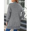 imageSidefeel Womens 2025 Fall Outfits Long Sleeve Open Front Cardigan Sweaters Oversized Checkered Chunky Knit Sweaters CoatDark Gray