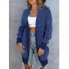 imageSidefeel Womens 2025 Fall Outfits Long Sleeve Open Front Cardigan Sweaters Oversized Checkered Chunky Knit Sweaters CoatDeep Blue