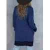 imageSidefeel Womens 2025 Fall Outfits Long Sleeve Open Front Cardigan Sweaters Oversized Checkered Chunky Knit Sweaters CoatDeep Blue