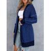 imageSidefeel Womens 2025 Fall Outfits Long Sleeve Open Front Cardigan Sweaters Oversized Checkered Chunky Knit Sweaters CoatDeep Blue