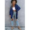 imageSidefeel Womens 2025 Fall Outfits Long Sleeve Open Front Cardigan Sweaters Oversized Checkered Chunky Knit Sweaters CoatDeep Blue