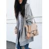 imageSidefeel Womens 2025 Fall Outfits Long Sleeve Open Front Cardigan Sweaters Oversized Checkered Chunky Knit Sweaters CoatGray