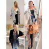 imageSidefeel Womens 2025 Fall Outfits Long Sleeve Open Front Cardigan Sweaters Oversized Checkered Chunky Knit Sweaters CoatGray