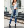 imageSidefeel Womens 2025 Fall Outfits Long Sleeve Open Front Cardigan Sweaters Oversized Checkered Chunky Knit Sweaters CoatLight Blue