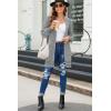 imageSidefeel Womens 2025 Fall Outfits Long Sleeve Open Front Cardigan Sweaters Oversized Checkered Chunky Knit Sweaters CoatMedium Gray