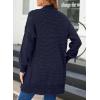 imageSidefeel Womens 2025 Fall Outfits Long Sleeve Open Front Cardigan Sweaters Oversized Checkered Chunky Knit Sweaters CoatNavy Blue