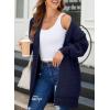 imageSidefeel Womens 2025 Fall Outfits Long Sleeve Open Front Cardigan Sweaters Oversized Checkered Chunky Knit Sweaters CoatNavy Blue