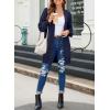 imageSidefeel Womens 2025 Fall Outfits Long Sleeve Open Front Cardigan Sweaters Oversized Checkered Chunky Knit Sweaters CoatNavy Blue