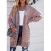 imageSidefeel Womens 2025 Fall Outfits Long Sleeve Open Front Cardigan Sweaters Oversized Checkered Chunky Knit Sweaters CoatPink