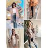 imageSidefeel Womens 2025 Fall Outfits Long Sleeve Open Front Cardigan Sweaters Oversized Checkered Chunky Knit Sweaters CoatPink