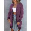 imageSidefeel Womens 2025 Fall Outfits Long Sleeve Open Front Cardigan Sweaters Oversized Checkered Chunky Knit Sweaters CoatPurple