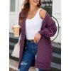 imageSidefeel Womens 2025 Fall Outfits Long Sleeve Open Front Cardigan Sweaters Oversized Checkered Chunky Knit Sweaters CoatPurple