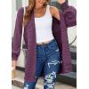 imageSidefeel Womens 2025 Fall Outfits Long Sleeve Open Front Cardigan Sweaters Oversized Checkered Chunky Knit Sweaters CoatPurple
