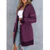 imageSidefeel Womens 2025 Fall Outfits Long Sleeve Open Front Cardigan Sweaters Oversized Checkered Chunky Knit Sweaters CoatPurple
