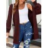 imageSidefeel Womens 2025 Fall Outfits Long Sleeve Open Front Cardigan Sweaters Oversized Checkered Chunky Knit Sweaters CoatRed