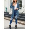 imageSidefeel Womens 2025 Fall Outfits Long Sleeve Open Front Cardigan Sweaters Oversized Checkered Chunky Knit Sweaters CoatSky Blue