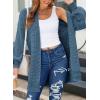 imageSidefeel Womens 2025 Fall Outfits Long Sleeve Open Front Cardigan Sweaters Oversized Checkered Chunky Knit Sweaters CoatSky Blue