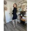 imageSidefeel Womens 2025 Fall Winter Ribbed Knit Sweater Dress Casual Long Sleeve Sexy V Neck Bodycon Mini DressBlack