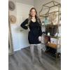 imageSidefeel Womens 2025 Fall Winter Ribbed Knit Sweater Dress Casual Long Sleeve Sexy V Neck Bodycon Mini DressBlack