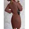 imageSidefeel Womens 2025 Fall Winter Ribbed Knit Sweater Dress Casual Long Sleeve Sexy V Neck Bodycon Mini DressBrown